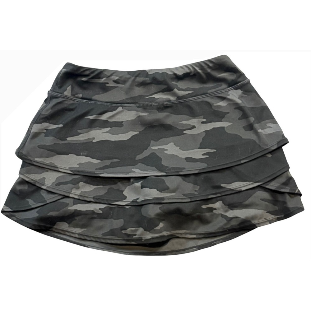 Athleta Girl Medium 8-10 Camo‎ Lux Print Swing Skort Built In Shorts Black
